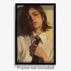 Art Poster - Woman Feeling Sadness Wearing Tripping Short Necktie