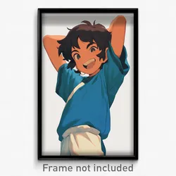 Art Poster - Boy Feeling Excitement Wearing Shady Blue Sleeves (Print)