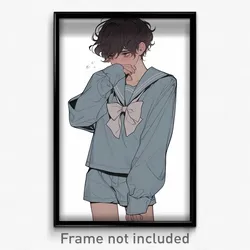 Art Poster - Man Feeling Anxious Wearing Feminine Grey Sailor Collar (Print)