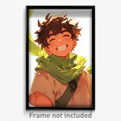 Art Poster - Man Feeling Thrilled Wearing Attractive Green Scarf (Print)