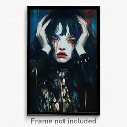 Art Poster - Woman Feeling Contentment Wearing Glum Embellished Costume (Print)