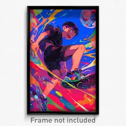 Anime Art Poster - Boy Feeling Excited Wearing Spherical Black Shorts (Print)