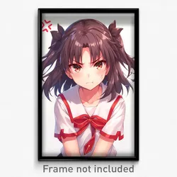 Anime Art Poster - Girls Feeling Anger Wearing Fast Polka Dot Ribbon