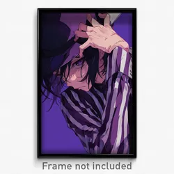 Anime Art Poster - Man Feeling Obstinate Wearing Small Striped Headwear (Print)
