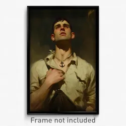 Art Poster - Man Feeling Astonished Wearing Condescending Anchor Necklace