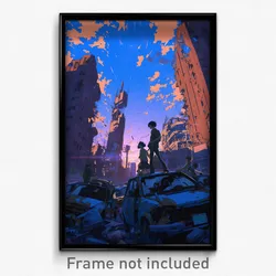 Art Poster - A Group Of Survivors Navigating A Zombie-infested City, With