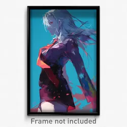 Anime Art Poster - Woman Feeling Strong Wearing Vibrant Short Necktie (Print)