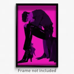 Anime Art Poster - Man Feeling Miserable, Acclaimed High Heel Boots (Print)