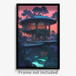 Art Poster - Mysterious Pavillion (Psychedelic Trippy Weird 11x17 Print)
