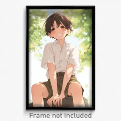 Anime Art Poster - Boy Feeling Contentment Wearing Agile Summer Uniform (Print)