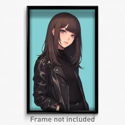 Anime Art Poster - Girl Feeling Focused Wearing Expensive Biker Clothes (Print)