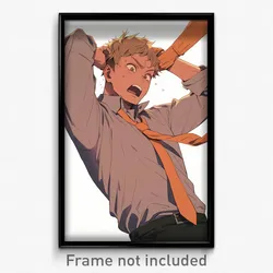 Anime Art Poster - Man Feeling Shocked Wearing Acrobatic Orange Necktie (Print)