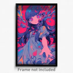 Anime Art Poster - Girl Feeling Loopy Wearing Modest Grey Dress (Print)