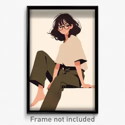 Art Poster - Girl Feeling Relaxed Wearing Orderly T Shirt (Print)