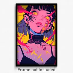 Anime Art Poster - Woman Feeling Cynicism Wearing Husky Gold Choker (Print)