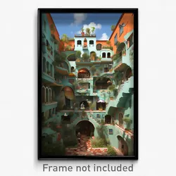 Art Poster - Vivacious Mexican Architecture (Psychedelic Trippy Weird Print)