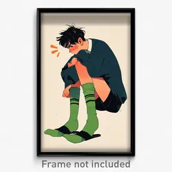 Art Poster - Men Feeling Mad Wearing Muddled Green Socks
