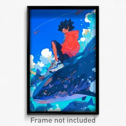 Art Poster - Coelacanth Feeling Satisfaction Wearing Empty Blue Footwear