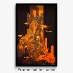 Art Poster - Golden Fortress (Psychedelic Trippy Weird 11x17 Print)