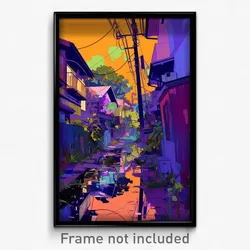 Art Poster - Shady Small Town (Psychedelic Trippy Weird 11x17 Print)