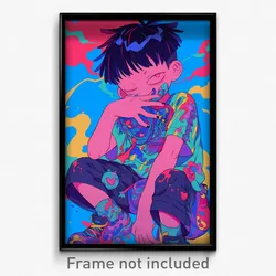 Art Poster - Boy Feeling Amusement Wearing Crazy Clothes Around Waist (Print)