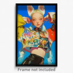 Anime Art Poster - Girl Feeling Baffled Wearing Bumpy Korean Clothes (Print)