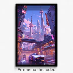 Art Poster - Virtual Canadian City (Psychedelic Trippy Weird 11x17 Print)