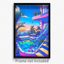 Art Poster - Spectacular Terrace (Psychedelic Trippy Weird 11x17 Print)