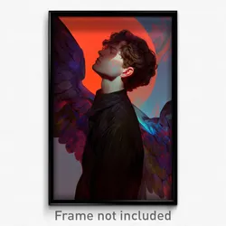 Art Poster - Man Feeling Tenderness Wearing Handmade Wings (Print)