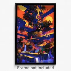 Art Poster - Urban Falls (Psychedelic Trippy Weird 11x17 Print)
