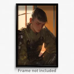 Art Poster - Boy Feeling Dismay Wearing Shady Japanese Armor (Print)