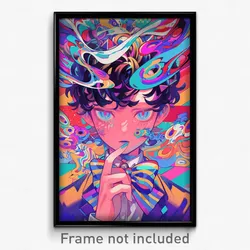 Art Poster - Boy Feeling Dumbstruck Wearing Kaleidoscopic Striped Bow (Print)