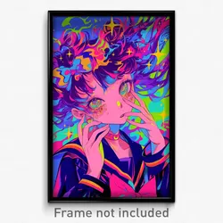 Art Poster - Girl Feeling Hopeless Wearing Unique Hair Bow (Print)
