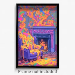 Art Poster - Bold Fireplace (Psychedelic Trippy Weird 11x17 Print)