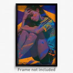 Art Poster - Woman Feeling Neglect Wearing Flippant Gym Shirt (Print)