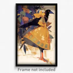 Art Poster - Orioles Feeling Fright Wearing Jumping Multicolored Dress
