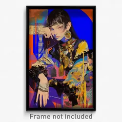 Art Poster - Woman Feeling Friendliness Wearing Rich Torn Sleeves (Print)
