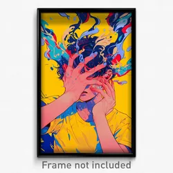 Art Poster - Boy Feeling Sadness Wearing Pretty Yellow Tank Top (Print)