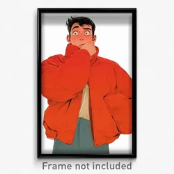 Art Poster - Man Feeling Outrage Wearing Red Orange Jacket (Print)