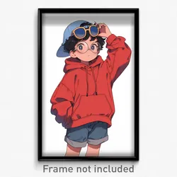 Anime Art Poster - Boy Feeling Dread Wearing Necessary Red Hoodie