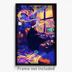 Art Poster - Dark Bedroom (Psychedelic Trippy Weird 11x17 Print)