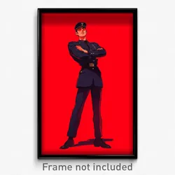 Art Poster - Man Feeling Embarrassment Wearing Flamboyant Police Uniform (Print)