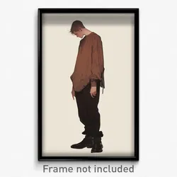 Art Poster - Man Feeling Empathy Wearing Brown Cropped Shirt (Print)