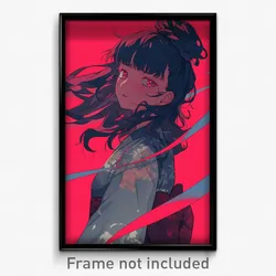 Anime Art Poster - Girl Feeling Hatred Wearing Scientific Striped Ribbon (Print)