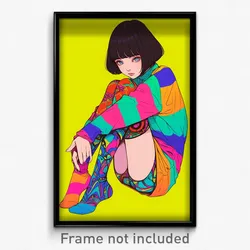 Art Poster - Girl Feeling Moody Wearing Wonderful Multicolored Legwear (Print)