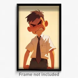 Art Poster - Boy Feeling Anger Wearing Bumpy Grey Necktie (Print)