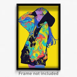 Anime Art Poster - Girl Feeling Content Wearing Flashy Two Tone (Print)