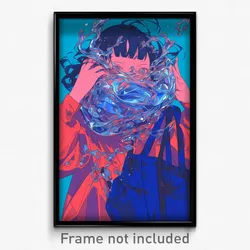 Anime Art Poster - Woman Feeling Anger Wearing Extra Large Blue Bag (Print)