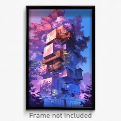 Art Poster - Unrealistic American Architecture (Psychedelic Trippy Weird Print)