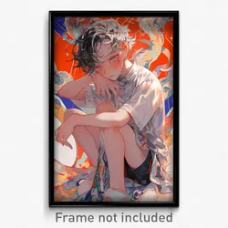 Anime Art Poster - Boy Feeling Insulted Wearing Interesting White Sarong (Print)